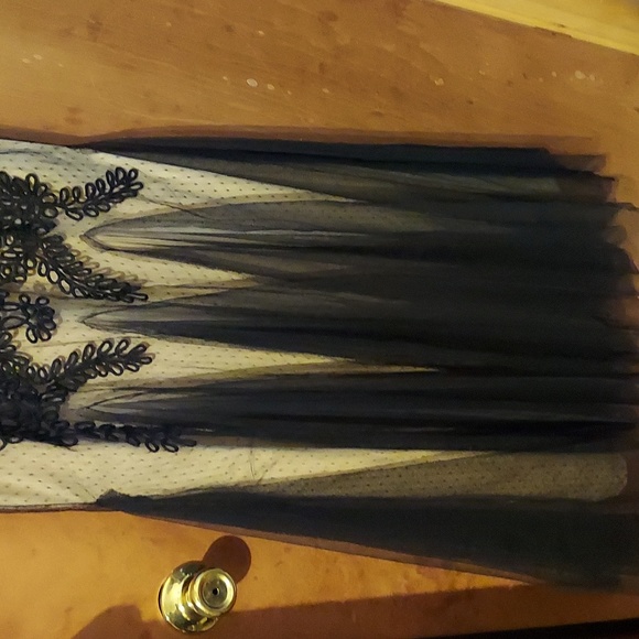 Betsy & Adam Soutache Mermaid Gown - Black/Nude - Picture 4 of 5